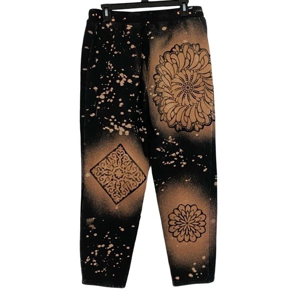 Puma Sweatpants Mens Size Large Upcycled Floral Joggers Sweats Leisure Pants - Picture 2 of 16